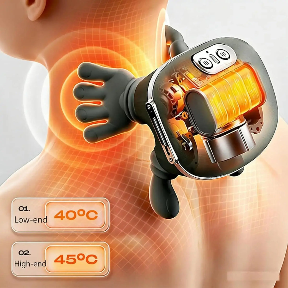 Aedwdpe Electric Bionic Hand Neck & Shoulder Massager - 3D Kneading, Heating, Rechargeable Battery Powered, Wireless, Portable, Adjustable Speed, Lightweight, Unisex, Multi-Area Deep Tissue Pain Relief, Easy Control, Sohochic