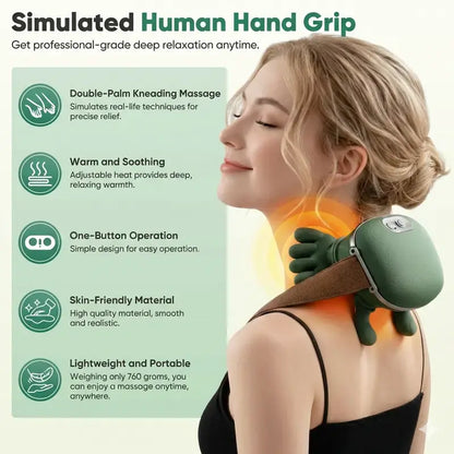 Aedwdpe Electric Bionic Hand Neck & Shoulder Massager - 3D Kneading, Heating, Rechargeable Battery Powered, Wireless, Portable, Adjustable Speed, Lightweight, Unisex, Multi-Area Deep Tissue Pain Relief, Easy Control, Sohochic