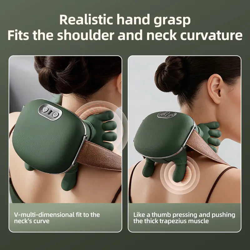 Aedwdpe Electric Bionic Hand Neck & Shoulder Massager - 3D Kneading, Heating, Rechargeable Battery Powered, Wireless, Portable, Adjustable Speed, Lightweight, Unisex, Multi-Area Deep Tissue Pain Relief, Easy Control, Sohochic