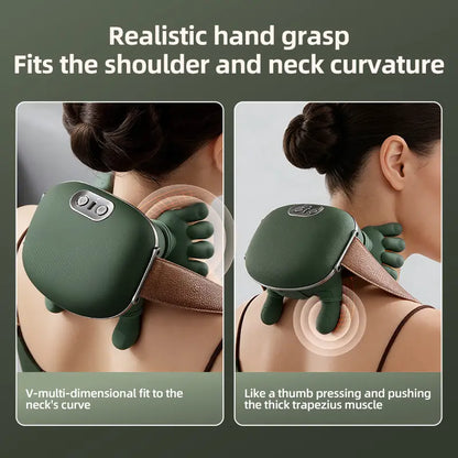 Aedwdpe Electric Bionic Hand Neck & Shoulder Massager - 3D Kneading, Heating, Rechargeable Battery Powered, Wireless, Portable, Adjustable Speed, Lightweight, Unisex, Multi-Area Deep Tissue Pain Relief, Easy Control, Sohochic